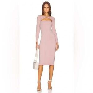 SEROYA Irene Dress Peakaboo Collarbone Bodycon Midi Size M Pink
